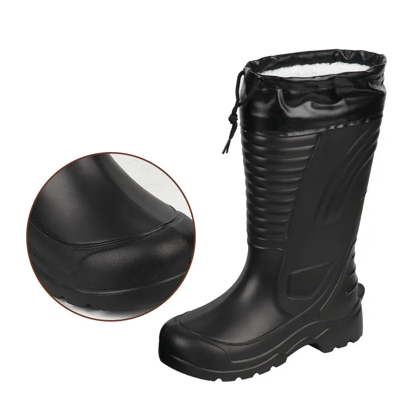 Shoes Men Winter Long Waterproof Snow Boots Rubber Rianboots Plus Velvet Warm EVA Rain Boots Lightweight Non-slip Shoes winter snow boots men boots EXCARGO