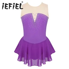 Милые комплекты детской одежды для девочек без рукавов к требованиям заказчика; сверкающие; инкрустированные стразы из сетчатой ткани для катания на коньках для танцевальное платье, гимнастический купальник для повышения производительности