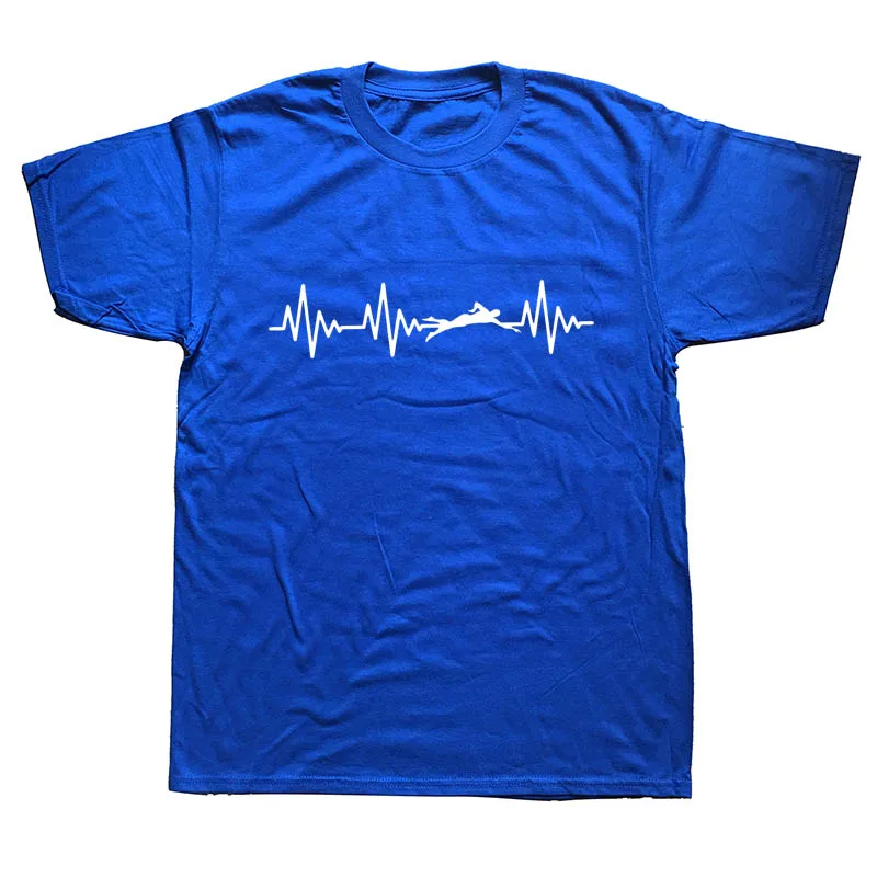 Heartbeat Swimmer Swimmings Funny T Shirts Men Summer Cotton Harajuku Short Sleeve O Neck Streetwear Black T-shirt |
