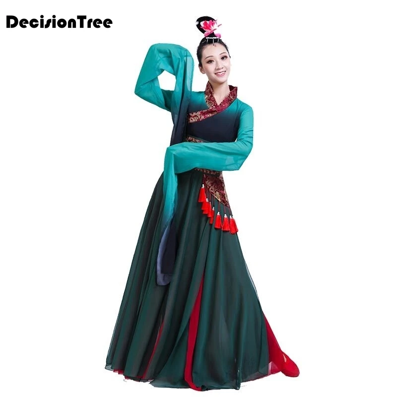 Китайская классическая танцевальная одежда, древний костюм ханьфу, сказочные рукава, hanfu классические танцевальные костюмы для выступлений