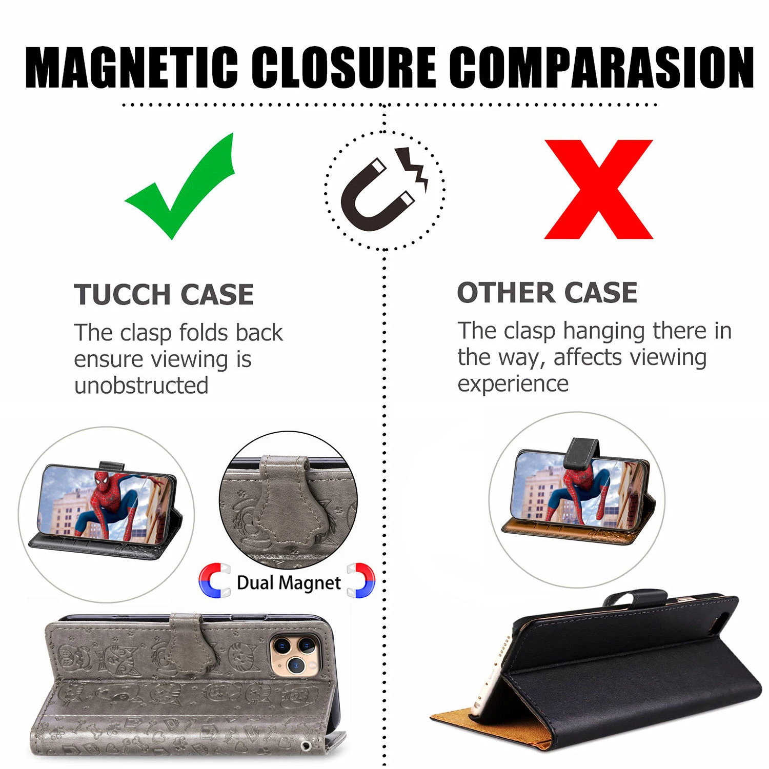 P Smart Plus 2019 Kucing dan Anjing Flip Case untuk Huawei Menikmati 9S Kehormatan 10i 20i 20 Lite Mate 30 Pro Y7P Z P40 P30 Y9 Prime 20S Nova 5T