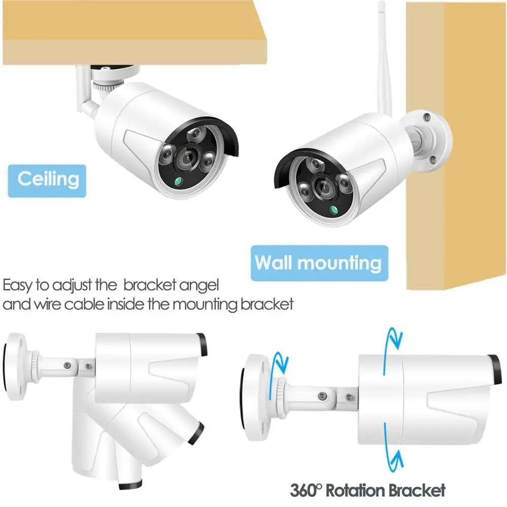  Plug and Play 8CH Audio 1080P HD Wireless NVR Kit P2P 720P Coperta Esterna di Visione notturna di S