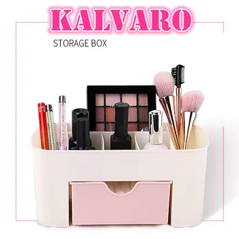 

3 Colors Desktop Storage Box Plastic Scissor Makeup Organizer Jewelry Nail Polish Organizer Pen Brushes Holder Nail Art Tool Box