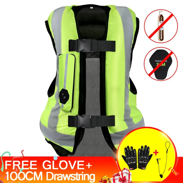 New Motorcycle Jacket Motorcycle Air Bag Vest Moto Air-bag Vest Motocross Racing Riding Airbag System Airbag CE Protector Green Airbag Rope