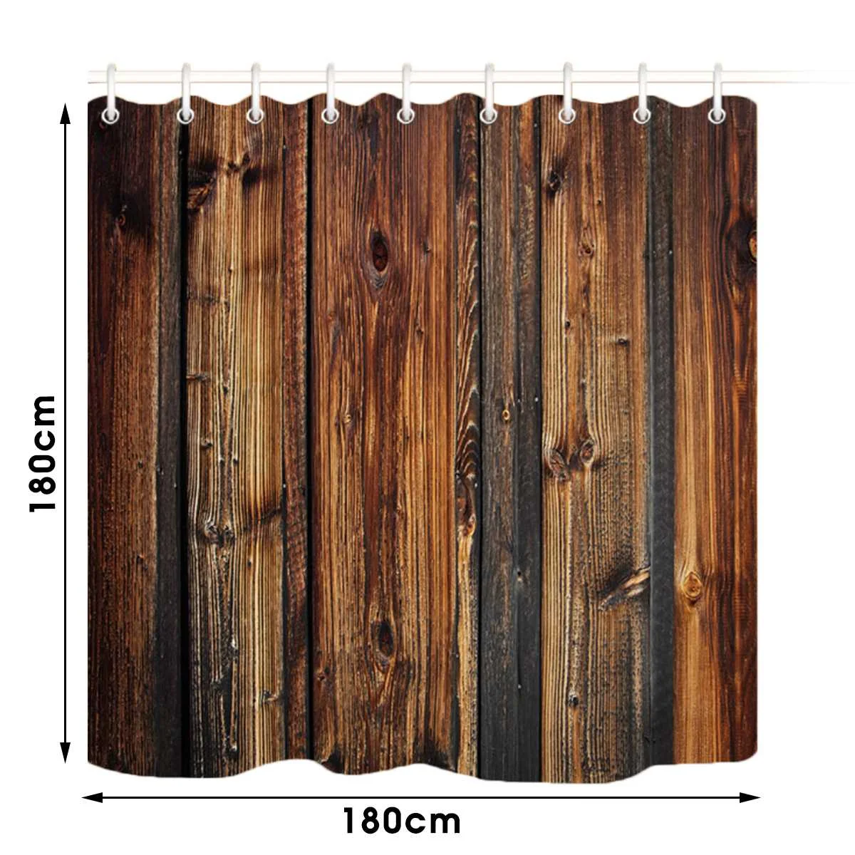Wood old Barn Door Shower Curtain Set Bathroom Mat Waterproof Fabric & 12 Hooks 