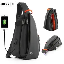 MOYYI, USB зарядка, нагрудные сумки для мужчин, нагрудные поясные сумки, противоугонные дорожные сумки через плечо для мужчин, слинг, сумки через плечо