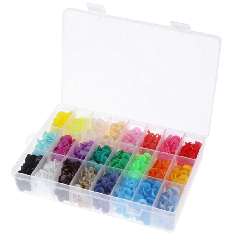 

360Pcs/Box 24 Colors Plastic Press Stud Buttons Fastener Diy Baby Clothing Resin Snap Button Craft Bags Parts Accessories
