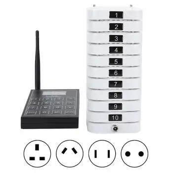 

SU-669-S Restaurant Pager Wireless Calling System 1xTransmitter + 10xReceivers Portable Buzzer Queuing Calling System 110-240V