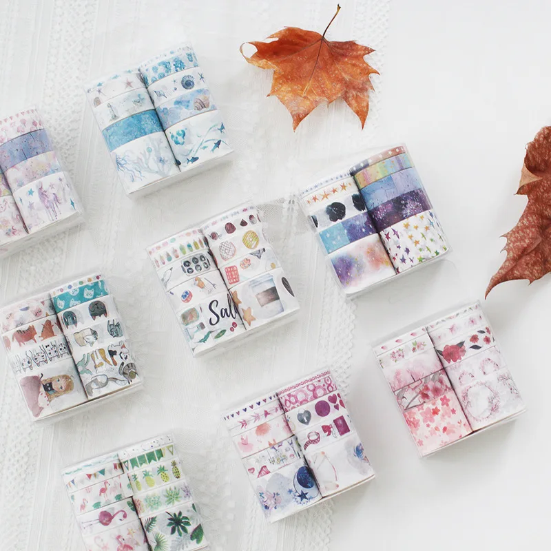 

10 Pieces / Box of Korean Stationery Dream 10 Roll Tape Set Diy Decorative Scrape Mask Tape Creative Tape