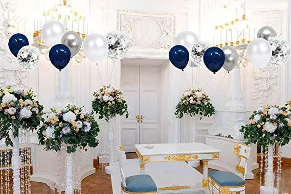 12 дюймовый Королевский синий резиновые воздушные шары круг конфетти блесток набор воздушных шариков для отдыха и вечеринок места украшения