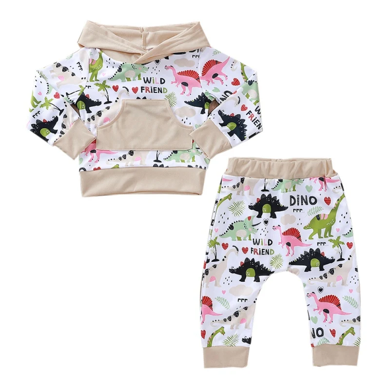 

TBaby Clothes Autumn Long Sleeve Flower Print Hoodie Sweatshirt Tops+Pants Trouser Costume Set Baby Girls Boys Clothes Set