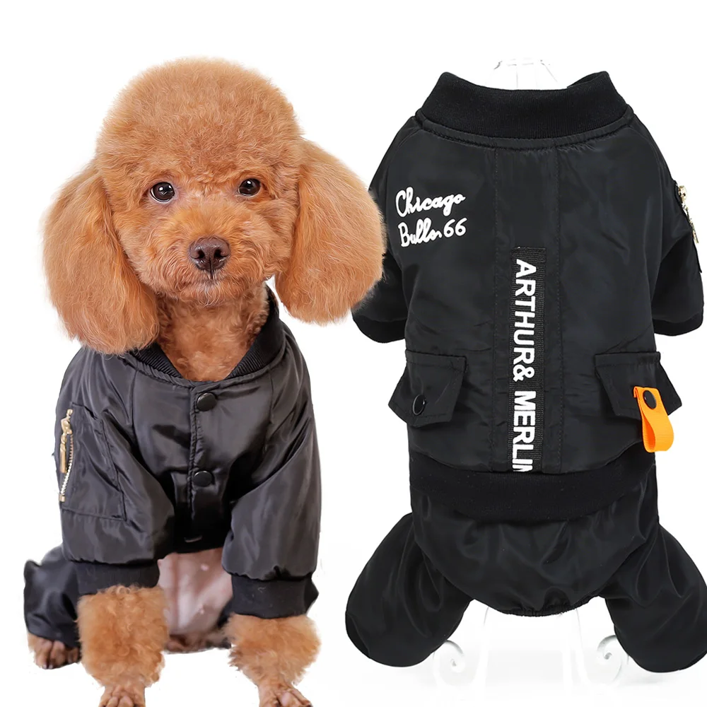 Комбинезоны для собак теплая зимняя одежда для собак черный комбинезон для собак водонепроницаемый жилет куртка для домашнего питомца для маленьких питомцев s m l xl