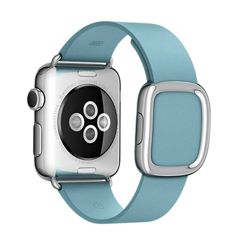 Ремешок из натуральной кожи для Apple Watch band 4 5 44 мм 40 мм современные ремешки с пряжками для iwatch series 3 2 1 ремешок 42 мм 38 мм - Цвет ремешка: light blue