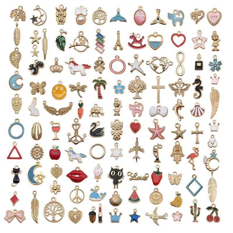 Mixed Cartoon Animal Tree Enamel Charms Beads Jewelry Making Diy Pendant Neacklace Bracelet Accessaries 10-50Pcs