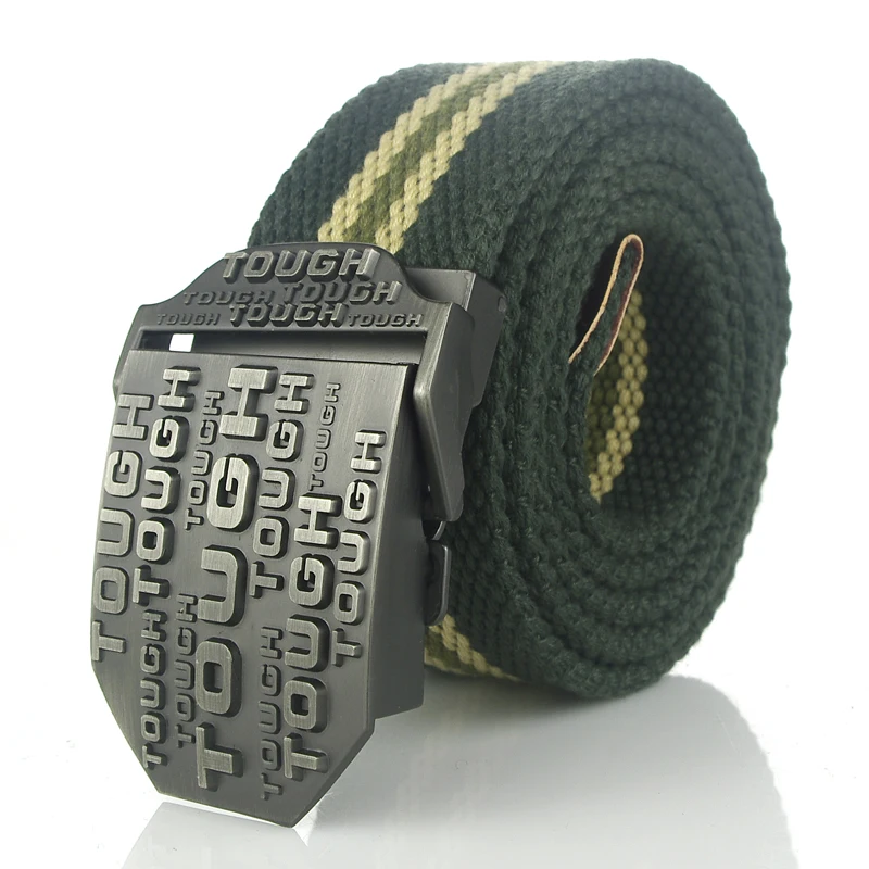 

Luxury Fashion Men's Canvas Belt 38MM Wide Joker Tough Metal Automatic Buckle Tactical Designer Belt Military Outdoor Products