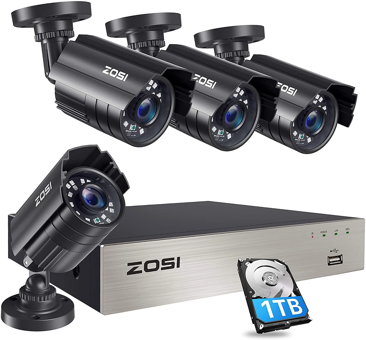 Система видеонаблюдения ZOSI 1080N 8 каналов AHD DVR водонепроницаемая для улицы и дома