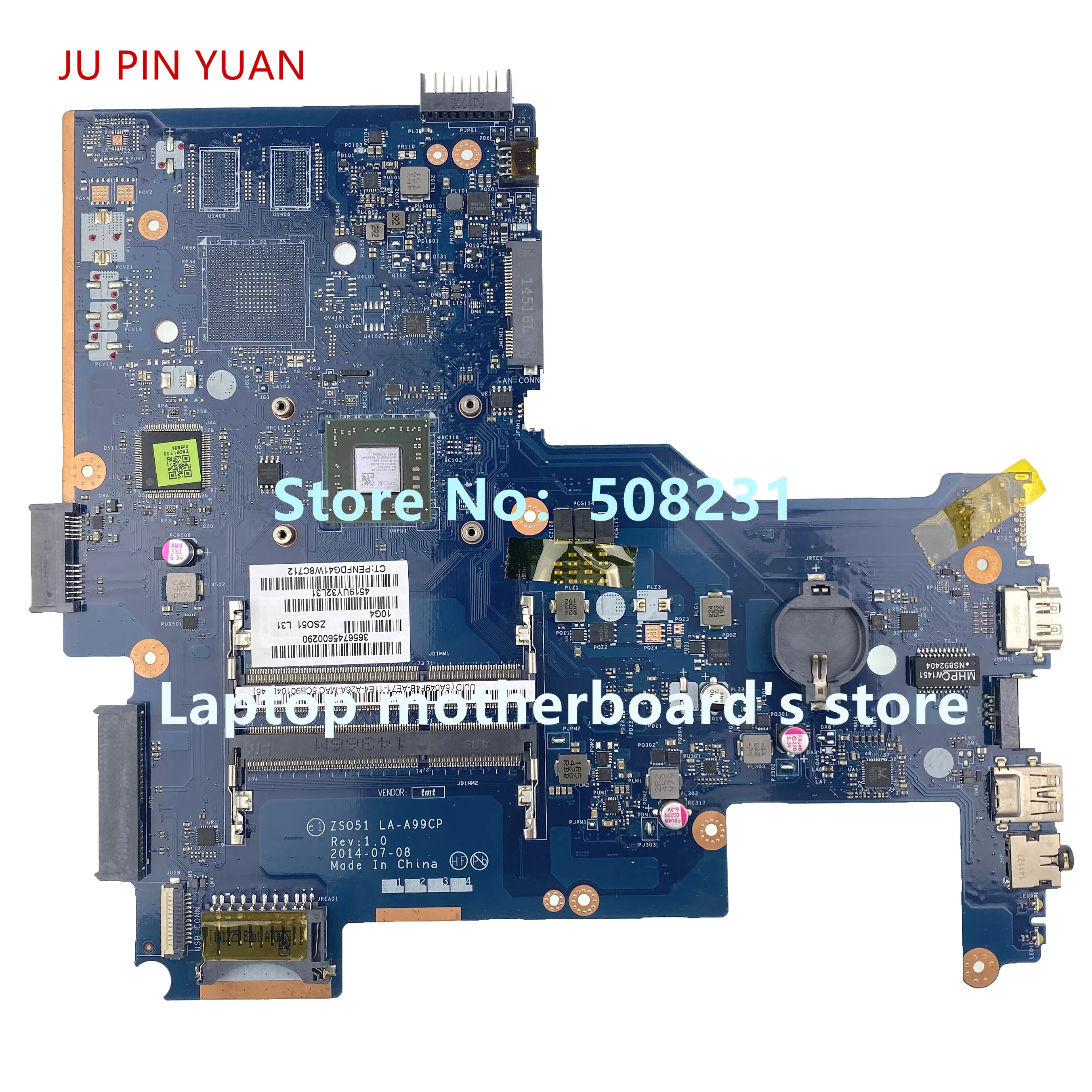 70% OFF  JU PIN YUAN 782948-501 782948-601 ZSO51 LA-A99CP UMA w A8-6410 CPU 2DM for HP 15-G249CA NoteBook PC