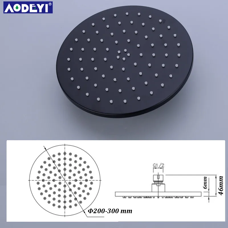 AODEYI Ванная комната Матовый Черный латунный душ с дождевой насадкой набор+ латунный настенный душевые ручки