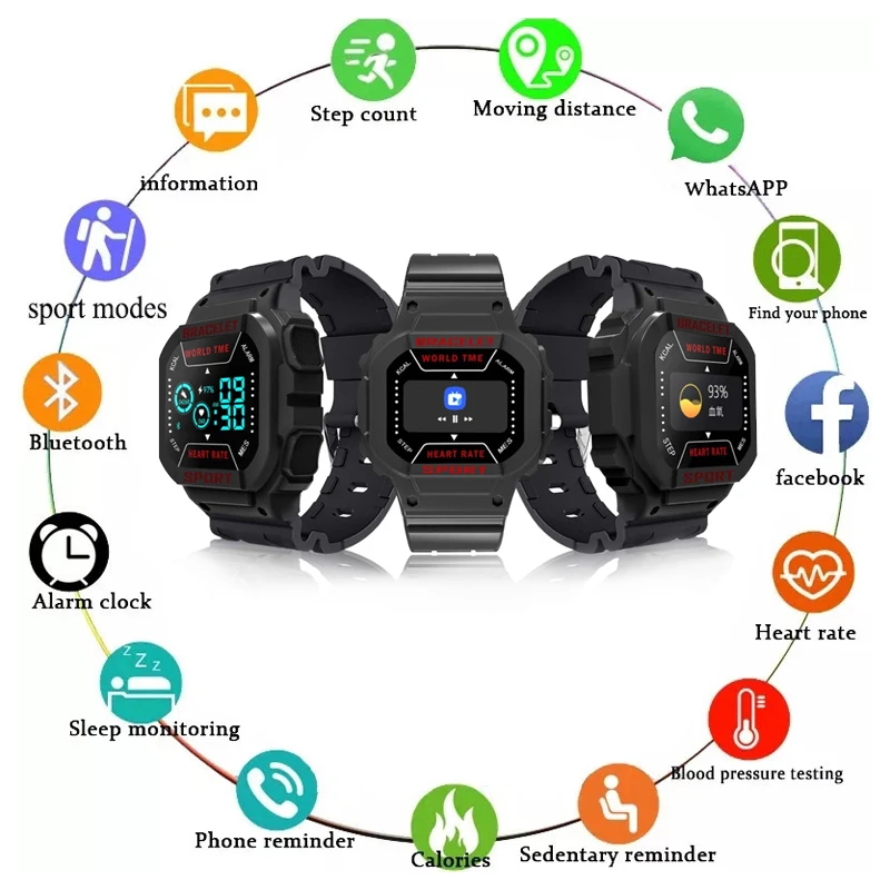 I3 Plus Waterproof Smart Watch Men Women Color Screen Sport Fitness Watches Pedometer Heart Rate Monitor For Android IOS