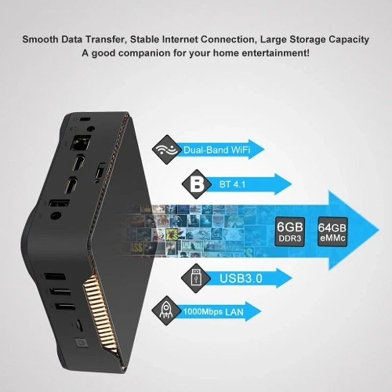 AK3V Win 10 Мини ПК ТВ коробка HD медиаплеер 6 + 64G J3455 чип/64 бит/2,4G/5G двухдиапазонный WiFi/BT 4,1 4 K/USB3.0/2,5 дюйма SATA