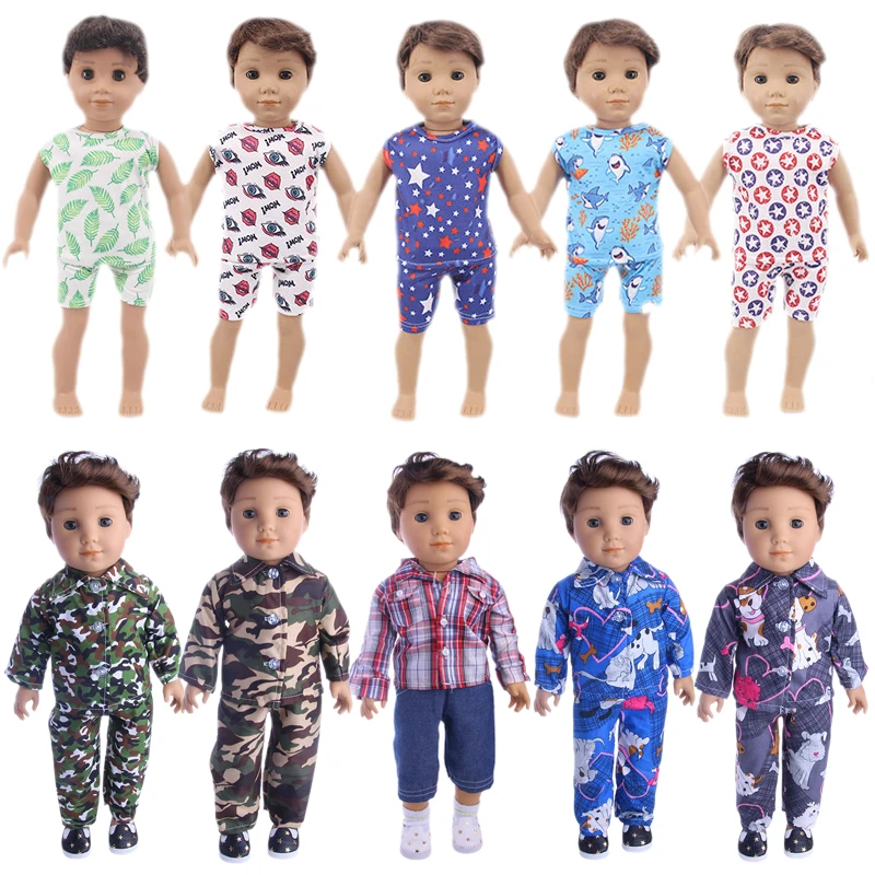 

Logan Boy Doll Clothes 2 Pcs/Set Short Sleeve+Pants Pajamas Suits For 18 Inch American&43 Cm Baby New Born Generation Girl`s Toy