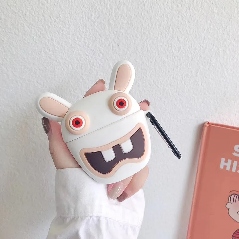 

3D Silicone Earphone Case For Airpods 2 Case Cute Rabbit Animal Cartoon Headphone Cover For Apple Air pods Case For Earpods Ring