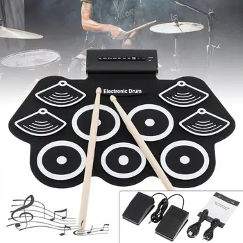 

Electronic Drums 9 Pads Electronic Drum Roll upThicken Silicone Drum Electric Drum Kit with Drumsticks and Sustain Pedal