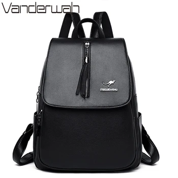 

Brand Women Leather Tassel Backpack For Teenage Girls Ladies Backpack For School Sac a Dos Femme Female Shoulder Bags For women