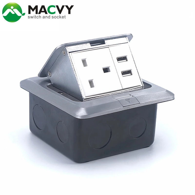 

Bounce type three hole with double USB charging socket floor socket box power socket with USB charger