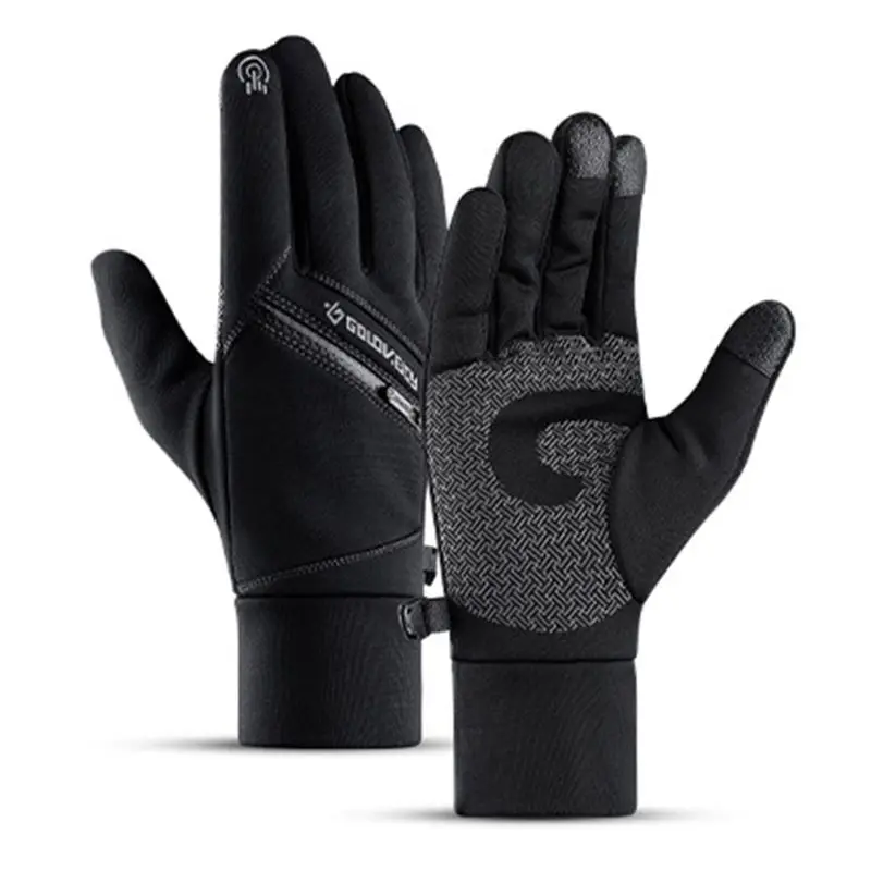 Зимние теплые унисекс, для сенсорных экранов перчатки Водонепроницаемый противоскользящие рукавицы с карманом A69C