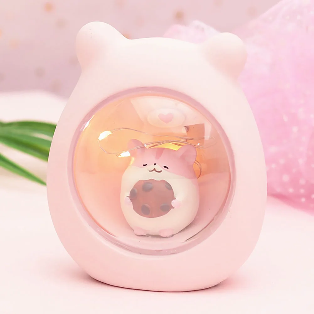 

Bedside Cute Cartoon Hamster Nursery Lamp Children Bedroom Night Light Decorative Craft Gift Atmosphere Kids Led Desktop
