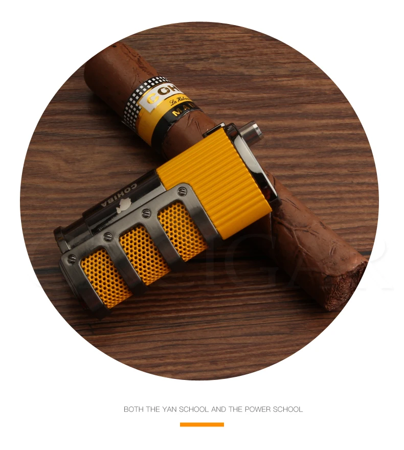 COHIBA 3 струйный фонарь Зажигалка для сигар ветрозащитная металлическая карманные зажигалки бутан многоразового пламени сигарета газовая зажигалка W/сигары удар