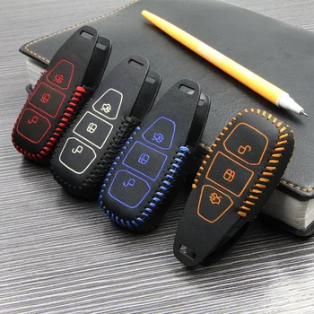 

car key case cover chain ring for ford escape fiesta 2013 2014 kuga LEATHER HOLSTER Fawkes maverick car key bag