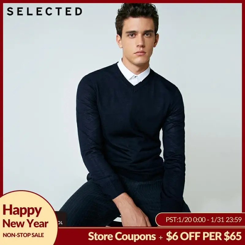 

SELECTED 100% Wool Sweater Italian Merino V Collar Knit Clothes Men's Lightweight Knitwear Pullovers S | 418424501