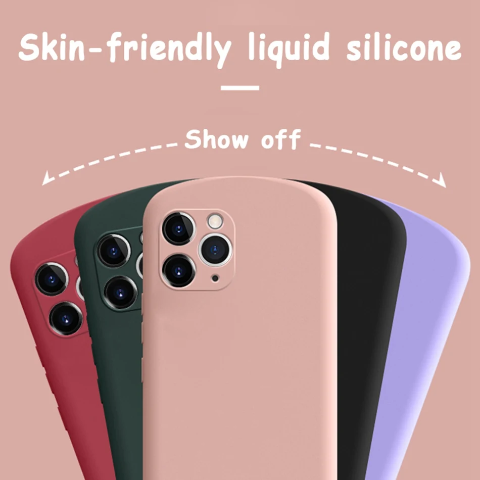 Мягкий изогнутый жидкий силиконовый чехол для iPhone SE 2020 XR XS Max 7 8 6S Plus камеры с