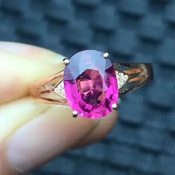 

Fine Jewelry Real Pure 18 K Gold AU750 100% Natural Red Tourmaline Gemstone 2.5ct Female Rings Brazil Origin for Women's Gift