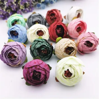 

100Pcs Fake Antique Camellia Flower Head Dia.1.38" Simulation Rose for Wedding Home Decorative Flower Arrangement Accessories