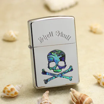

Genuine Zippo oil lighter copper windproof Shell Skull carving cigarette Kerosene lighter Gift With anti-counterfeiting code