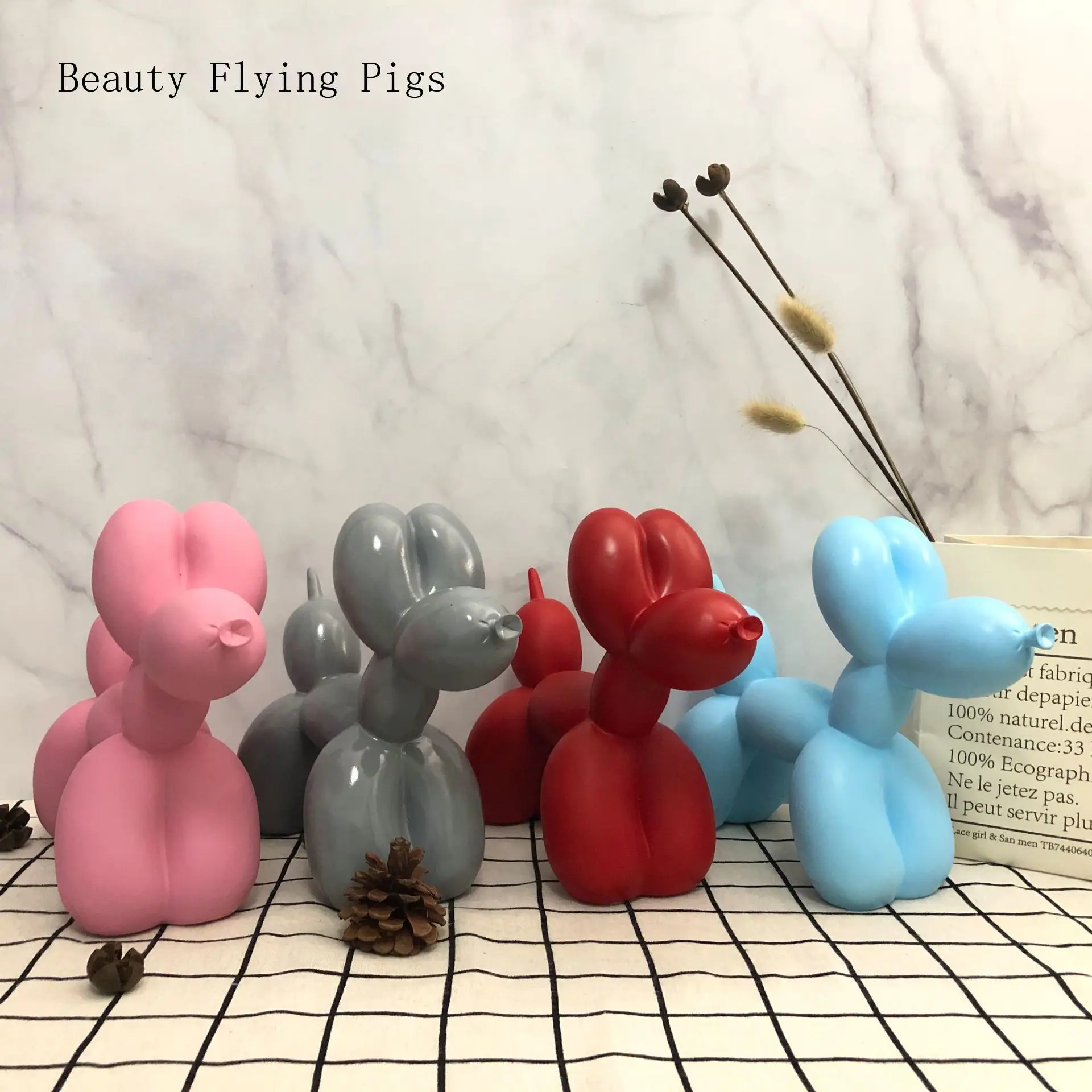 

Direct sales new creative multicolor cute balloon dog home decoration ornaments ins wind resin crafts baking cake decoration