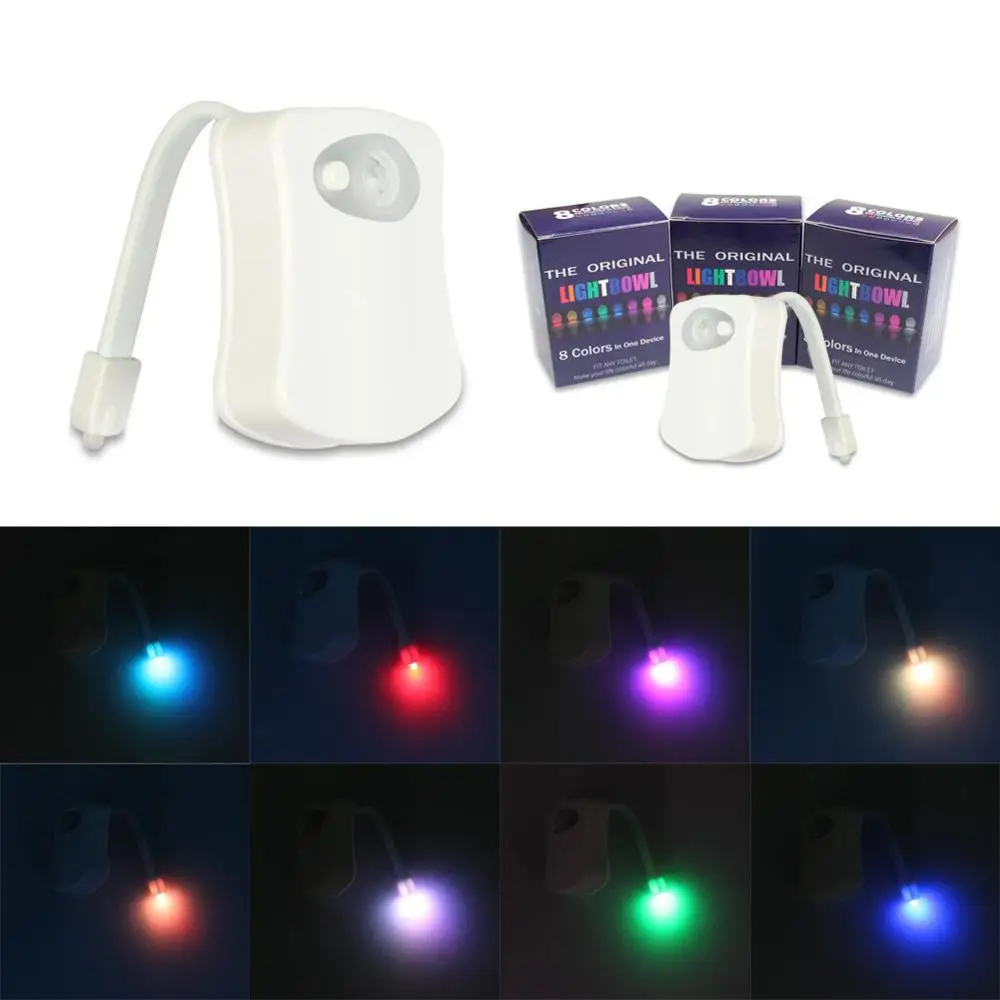 

Automatic Smart Motion Sensor Toilet Seat Night Light 8 Colors LED Toilet Lamp Body PIR Smart Activated Waterproof Night Lamp