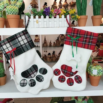 

Plaid Christmas Stockings New Year Gift Bag for Pets, Dogs, Dogs, Christmas Supplies, Hanging Christmas Tree Decorations