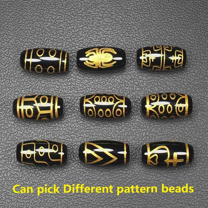 

2Pcs , Around 10X20mm Gold Many patterns Tibet Dzi agates Beads ,For DIYJewelry making! Mixed wholesale for all items !