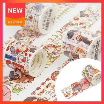 

4.5*5/2.5*5cm Kawaii Cartoon Girl's Daily Masking Washi Scrapbooking Wasabi Label Tape Series Mochi Tape Small Sticker Z0R9