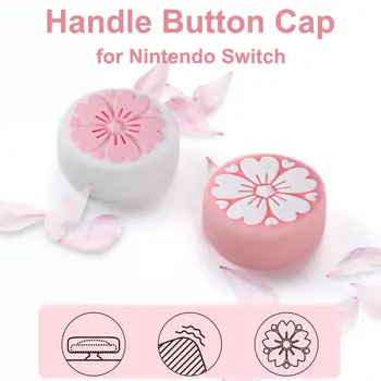 

4PCS Sweet Sakura Flower Thumb Grip Caps ,Joystick Cap for Nintendo Switch & Lite Silicone Caps Cover for Nintendo Switch