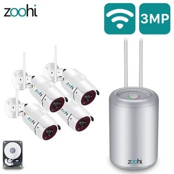 

Zoohi 4CH 1080P Wifi Security Camera System Outdoor Waterproof Night Vision Video Surveillance Camera Kit P2P Wireless Camera