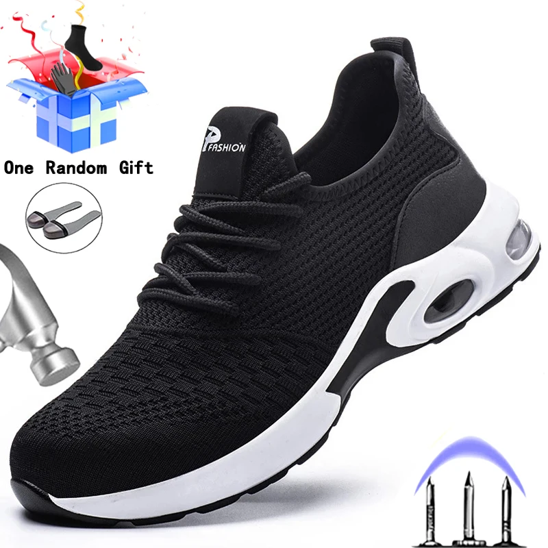 Zapatos de trabajo con punta de acero para hombre, botas de seguridad a prueba de perforaciones, indestructibles