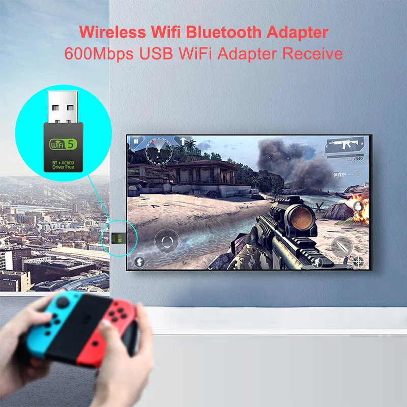 USB wifi адаптер 600 Мбит/с 5 ГГц Бесплатный накопитель USB Сетевая карта Bluetooth wifi 2 в 1 адаптер настольный компьютер беспроводная сетевая карта