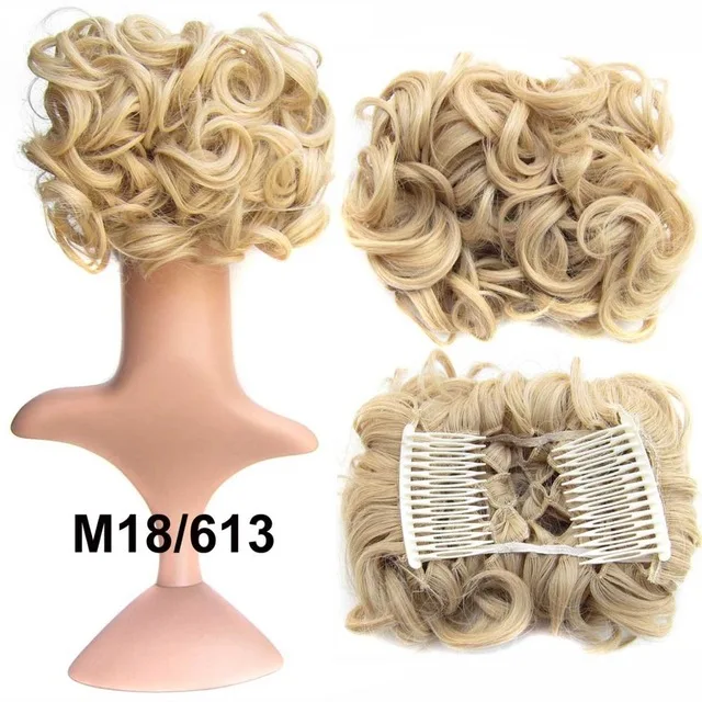 MERISI волос 2 пластиковые гребень клип в вьющиеся синтетические волосы на клипсах шиньон Updo крышка накладные волосы прическа гулька волосы аксессуары - Цвет: M18-613