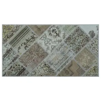 

Handmade Beige Vintage Overdyed Patchwork Area Rug 080x150 Cm-2'7''X4'11''
