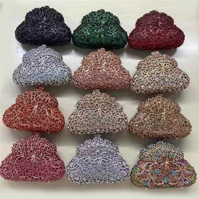 

New Fashion Women Handbags Party Day Clutches Box Purse Crystal Evening Bags Female Gold Wedding Design